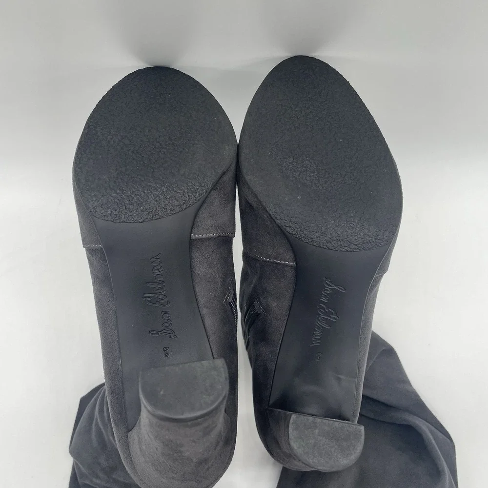 Sam Edelman Womens 8 Boots Kent Over the Knee Dark Gray Soft Vegan Suede Hi Heel